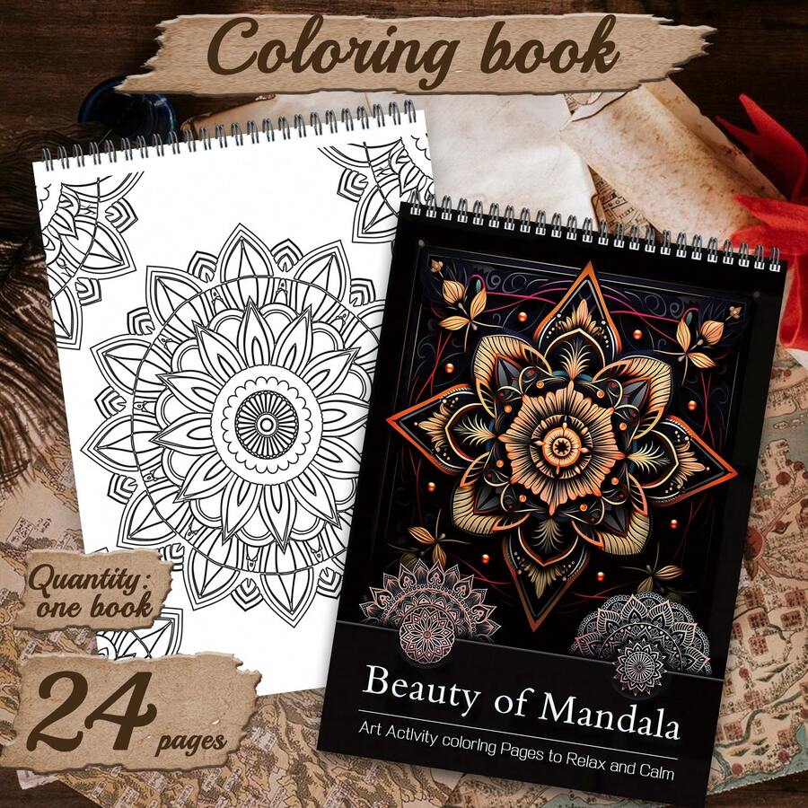 Mandala Coloring Book For Adults - 24 Pages Of Amazing Asymmetrical Patterns With Spiral Binding - Exquisite Designs For Stress Relief And Creativity