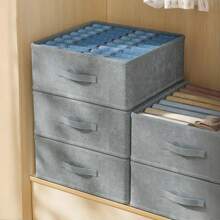 1pc Deep Grey 24-Grid Easy Management Storage Basket - One Item Per Grid, Pullout Drawer Style, Suitable For Organizing Underwear, Socks, Pants, T-Shirts, Shorts And Yoga Pants In Closet - Durable Space-Saving Solution, Layered Drawer-Style Organizer Basket, Foldable Clothes Sorting Basket