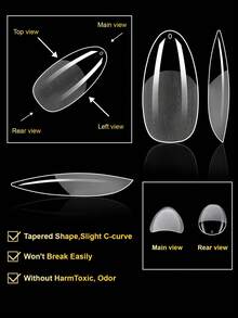 240pcs Press-On Nail Stickers, Full Coverage Fake Nails, Square, Almond, Pointed, Coffin Shapes, Transparent, Glossy, Suitable For Salon And Home Use, Square Gel Manicure, Nail Extension Kit - Clear - View 4