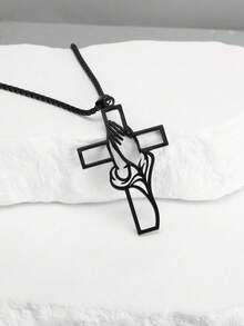 Christian Bible Cross Necklace, Stainless Steel Pendant Chain For Men, Prayer Jesus Jewelry Gift, Corrente Men - Silver - View 11