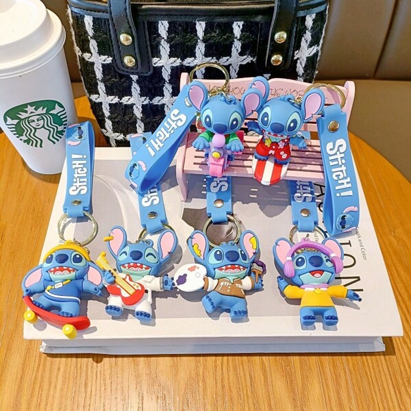 Disney 1pc Cute Disney Cartoon Stitch Keychain, Suitable For Bag Decoration, Car Accessories, Key Chains, Backpack Charms, School Supplies