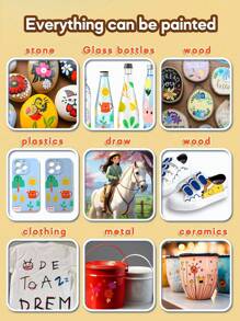 12/24/36/48pcs Acrylic Marker Pens, Art DIY Graffiti Pens, Colorful Painting Watercolor Art Marker Pen Set, For Acrylic Painting, Waterproof & Quick-Drying, Suitable For Student Graffiti, Teachers And School Use (Random Marker Patterns) - Multicolor - View 4