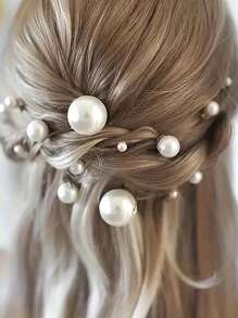 500 件/100 件，4 毫米/6 毫米/8 毫米/10 毫米水磨 ABS 米色和纯白色仿珍珠直孔圆珠，适用于 DIY 手机链包、流苏、发夹、手链、脚链、珠子和配饰 - 白色 - 查看 4