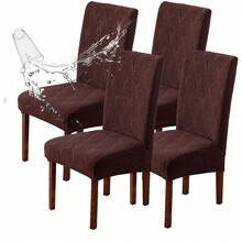 1/4/6pcs Leaf Pattern Waterproof (TPU) Jacquard Chair Covers - Elastic, Anti-Slip, Easy Installation - Suitable For Dining Room, Living Room, Kitchen, Bedroom, Hotel Furniture