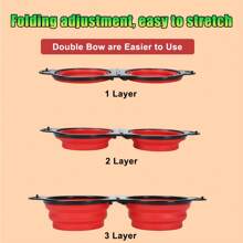 2 em 1 Comedouro Portátil Dobrável para Pets, Tigelas de Água Dobráveis de Silicone para Cachorro, Recipiente de Ração para Cachorro e Gato, Acessórios para Animais de Estimação, Utensílios para Cachorro, Utensílios para Filhote, Tigelas para Gato, Alimentação de Filhote, para Viagens, Caminhadas, Acampamento