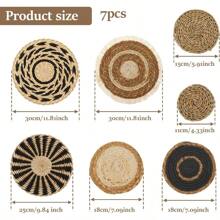 7 Pack Boho Wall Basket Decor Set Hanging Woven Wall Basket Decor Seagrass Rattan Wicker Boho Wall Decor Round Farmhouse Wall Hanging Baskets Rustic Flat Wall Art For Living Room Bedroom KitchenB0DSFT8PQG[Am]14W208