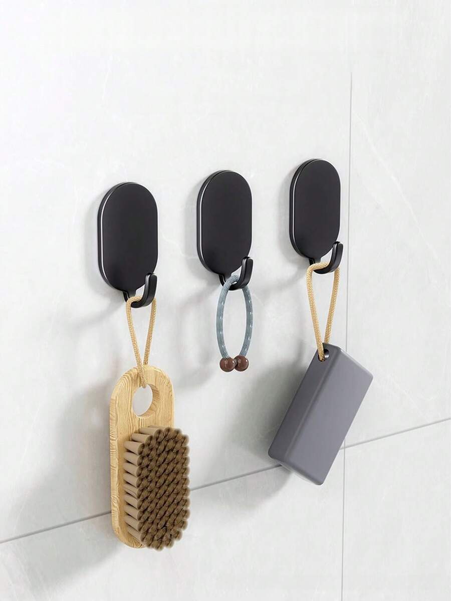 5 cái/10 cái/20 cái Móc màu trắng, đen, bạc, keo dính chắc, không đục lỗ, cửa nhà bếp và phòng tắm, móc gắn tường, không để lại dấu vết, móc dính, móc chịu lực