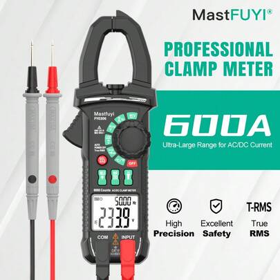  MASTFUYI FY0306 Pinza amperimétrica digital profesional Multímetro de alta precisión Prueba de corriente, voltaje, capacitancia y diodo verdaderos