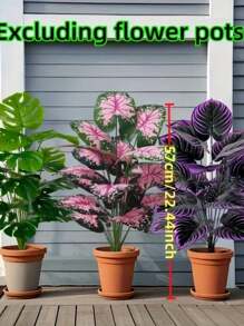 Large Outdoor Artificial Green Leaves, Evergreen For Year-Round, Ideal For Home Decor, Yard, Hotel, Garden, Patio, Wedding Decoration, Mother's Day, Easter, St. Patrick's Day - Ground Display Spring Summer Decor - Multipurpose Indoor/Outdoor Use