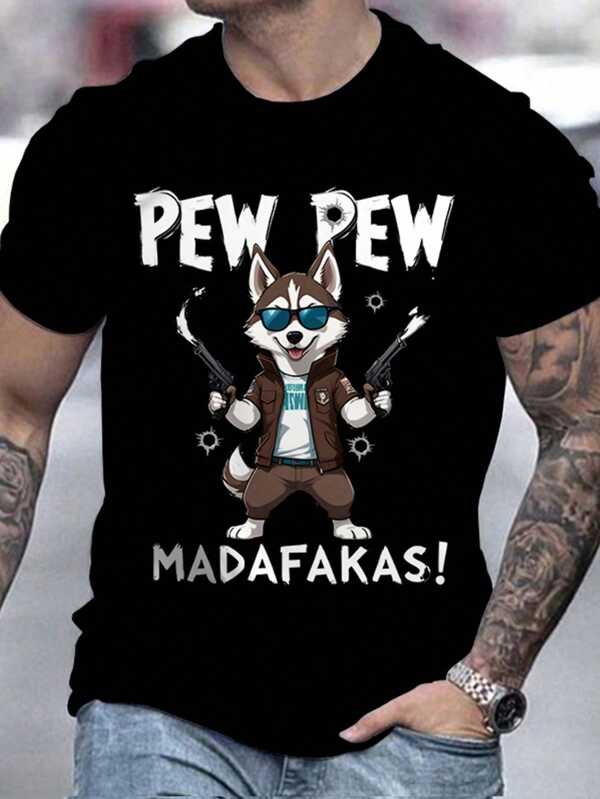 Lustige Sibirische Husky Akimbo gedruckte Baumwolle T-Shirts Männer Sommer Casual Kurzarmelige Tees