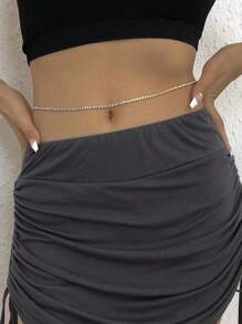 2 piezas Cadena doble de perlas para la cintura de bikini para fiesta nocturna sexy - Cadena de bikini sencilla para el vientre - Accesorios de joyas de cadena para el Body de verano para mujeres y niñas