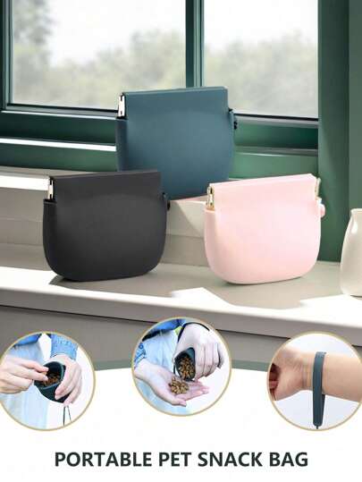 Silicone Snap Treat Bag, Pet Snack Bag, Dog Treat Bag, Easy To Clean Waterproof Outdoor Training Portable Pet Food Bag, Small Item Storage Pouch Dog Treat Bag Dog Treat Pouch Dog Walking Bag Pouch