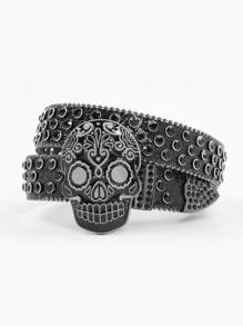 1 curea cu cristale de culoare solidă, curea din piele PU punk hip-hop strălucitoare pentru blugi, rochii de toamnă, Halloween, accesorii toamnă-iarnă, potrivită pentru adolescenți, tineri, bărbați, casual, în aer liber, atletic, vacanță, cadouri de absolvire, ziua de naștere, purtare zilnică