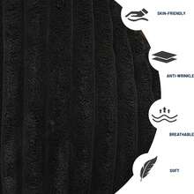 Boneless Couch,Modular U-Shaped Sectional Sofa,130-Inch 4-Seater Chaise Lounge With Reversible Design, Striped Corduroy Fabric In BLACK – Sectional Living Room Or Bedroom Couch, Freely Configurable Layout. - Đen + Polyester + Polyester + 4 chỗ ngồi - Xem 9