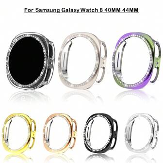 Estuche de reloj con diamantes adecuado para Galaxy Watch 8 de 40 mm y 44 mm, marco protector a prueba de golpes sin protector de pantalla