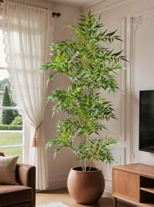 78-140cm Large Artificial Tree Fake Tropical Plants Branch Real Touch Palm Tree Plastic Nandina Leaves Faux Tall Bamboo Plants For Home Garden Office Decor Without Pot 1pc, Valentine Day, Gift Gifts Birthday Graduation