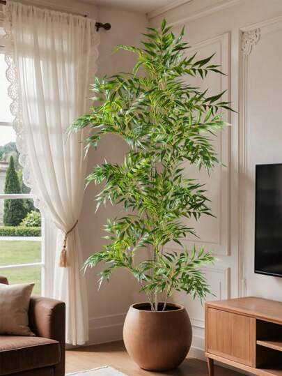 78-140cm Large Artificial Tree Fake Tropical Plants Branch Real Touch Palm Tree Plastic Nandina Leaves Faux Tall Bamboo Plants For Home Garden Office Decor Without Pot 1pc, Valentine Day, Gift Gifts Birthday Graduation