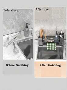 1 soporte para esponja de fregadero de cocina gris/negro, multifuncional, organizador de almacenamiento para cepillos y fregadores.