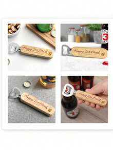 Otwieracz do butelek z drewnianym uchwytem i nadrukowanym logo, prezent na 21. urodziny dla niego - SPERSONALIZOWANE prezenty na 18., 30., 40., 50., 60. urodziny dla mężczyzn, syna, brata, wnuka, chłopaka - KAŻDY WIEK I IMIĘ - Drewniany otwieracz do butelek piwa i napojów - Wielokolorowe - Zobacz 8