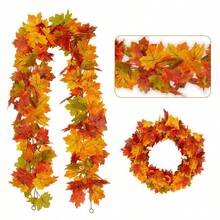 1 件/2 件枫叶花环 秋季花环 枫叶 78.74 英尺人造秋叶花环 人造秋叶悬挂藤蔓 适合室内室外家庭婚礼万圣节感恩节墙壁装饰