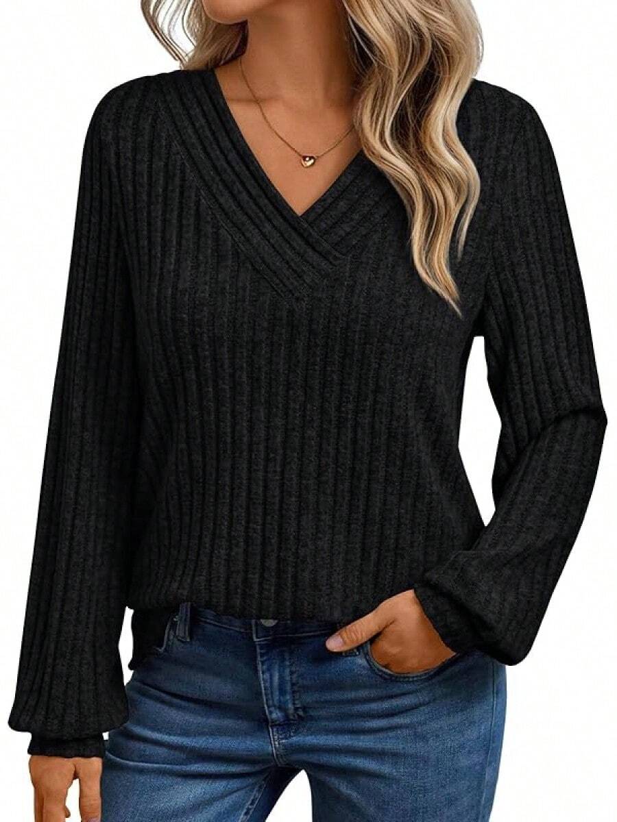 Camisas de manga larga para mujer AUTOMET, blusas de invierno de moda 2025 para trabajo, blusas casuales elegantes de túnica de suéter para el otoño - Negro - Ver 1