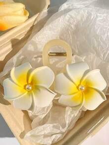 1 件波西米亚风格塑料雏菊花亚克力发夹，甜美优雅发饰，多功能适用于夏季海滩度假装发饰花发夹秋季配饰 - 彩色 - 查看 4