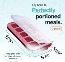 2 Tbsp. Silicone Freezer Molds - Perfect For Storing Garlic, Herbs, Ginger, Pesto, Tomato Paste, Lemon Juice, Purees And More - Silicone Baby Food Freezer Tray - Cranberry – 2-Pack,9832657 - 無色 - 查看 2