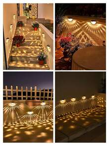 太阳能栅栏灯、甲板灯 - 太阳能户外防水栅栏灯，适用于栅栏、甲板、楼梯柱、墙壁、台阶、阴影壁灯、水滴壁灯