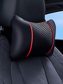 Universal Car Headrests PU Leather Mesh Breathable Neck Pillows, Soft Comfortable Seat Rest Cushions, Auto Interior Accessories Decorations, Car Pillow - one-size - View 4
