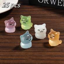 1-Pack Luminous Mini Cat Statue - Cute Resin Kitten Statue, Suitable For Home And Car Decoration, Perfect Holiday Gift, Random Color