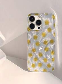 1 pieza Funda protectora de teléfono suave, a prueba de caídas y antideslizante, con patrón personalizado de sol amarillo, compatible con teléfonos Apple