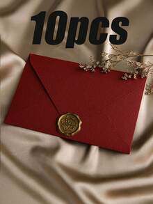 纯色纸质信封，带蜡封贴纸，复古多用途办公信封，婚礼请柬，情书，贺卡，新年朋友礼物，带蜡封的信纸