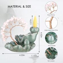 Ceramic Backflow Incense Burner With 7 Chakras & Crystal Tree - Yoga Meditation Decor - Grenn - View 4