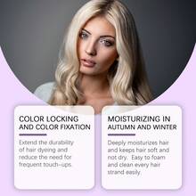 100ml Purple Shampoo And 100g Hair Mask Set For Blonde And Gray, Remove Yellow And Lock Color, Infused With Cocos Nucifera Oil, Repairs, Hydrates,Yellowing Cleansing Nourishing Shampoo - Purple - View 4