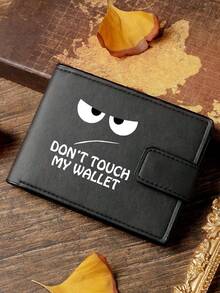 Fashionable Faux Leather Wallet - Compact Zipper Card Holder With Coin Pouch, Snap Closure Card Case, "Don't Touch My Wallet" Design, Ideal For Daily Use Billfold - one-size - View 3