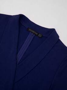 HOMEYEE Đầm ôm body cổ chữ V tay ngắn thắt lưng phong cách cổ điển thanh lịch dành cho doanh nhân - Màu xanh hải quân - Xem 4