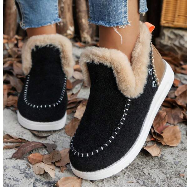New Fashion Plus Size Women Fluffy Flat Shoes