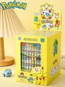pokemon 1/12pcs Creative Cartoon Shape Straight Erasable Gel Pen, Cute Pet Signature Pen, Fountain Pen Stationery, Perfect Party Gift, Office Supplies, Birthday Gift Toy, Pikachu, Handmade Set, Fashionable, Ideal Gift For Party Collection And Family