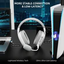 ATTACK SHARK L80PRO Wireless Gaming Headset Lightseed Tech-Built-In&Detachable Dual Microphone-Lightweight Headphone With Tri-Mode(2.4GHz USB C&A Dongle/BT/Wired)- Compatible With PS4, Compatible With PC Switch Win - Multicolor - View 6