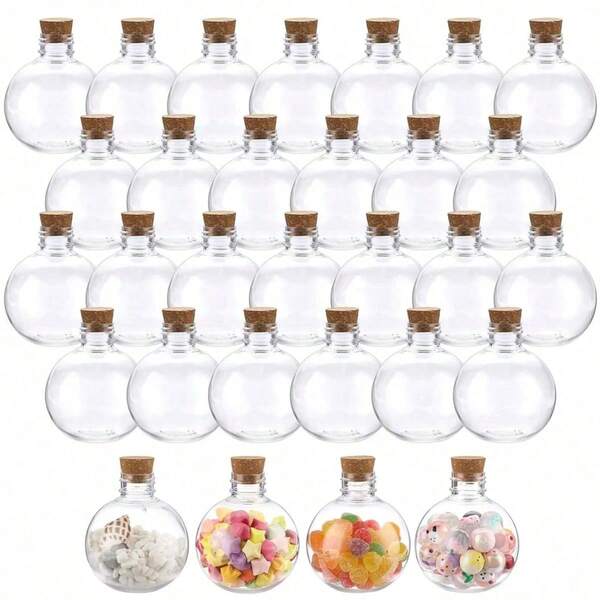 6/10 pezzi Bottiglie sferiche in plastica a forma di palla, barattoli per sabbia decorativa, contenitori decorativi per caramelle per Natale, Ognissanti, matrimonio, compleanno, fai da te e decorazioni