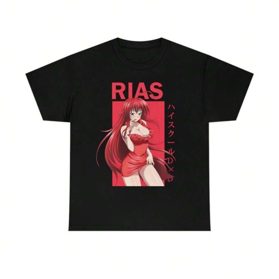 COOL SUMMER Japanese Anime Rias DxD Graphic Printed T Shirt Summer Vintage Harajuku Short Sleeve Oversized Fashion Men Women EU Size T Shirt - màu đen - Xem 1