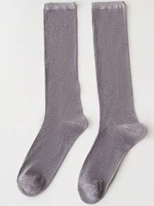 1 Pair Women's Fashionable Everyday Wear Glitter Shimmer Knee-High Socks - Multicolor - View 14