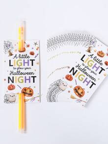 48pcs Halloween Glow Stick Card Storage Box, Pumpkin Ghost Spider Web Design Glow Stick Card Set (Glow Sticks Not Included), Halloween Glow Stick Bracelet Card, Add A Bright Touch To Your Halloween Night, Halloween Gift, Halloween Decoration, Create A Spooky Atmosphere For The Trick-Or-Treat Holiday, Home Desktop Decor, Party Favor - Halloween - View 5