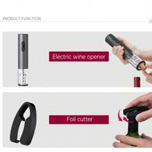 Apribottiglie per vino, ideale per feste e appassionati di vino - regalo gadget da cucina, cavatappi e decanter facili da usare, a batteria (batterie non incluse). Disponibile in versione set e singola. Il set include: apribottiglie, tagliatore di stagnola, versatore, tappo a vuoto estraibile, base di stoccaggio.