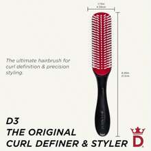 Denman Curly Hair Brush D3 7 Row Styling Brush For Tangling Separating Shaping And Defining Curls For Women And Men - 黑色 - 查看 2
