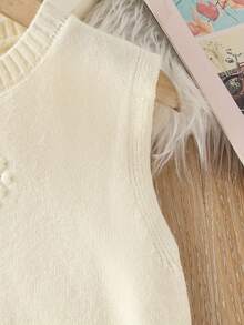 Young Girl' Pullover Sweater Vest Knit Cardigan, Casual Comfortable Sweet, Suitable For Party, Outing, Picnic, Shopping, School - White - View 4