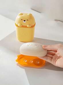 1PC Travel Soap Box Cute And Fun Sealed With Lid Drainage Cartoon Soap Fat Soap Box Travel Drainage Soap Storage New Box Portable With Lid Sealed Soap Box