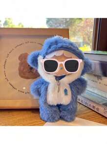 17cm Hanging Ornament Outfit, Blue & Pink Shark Suit, Rabbit Suit Plush Doll Clothes, Cute & Adorable (Clothes Only), Blind Box Hanging Ornament Doll Outfit, Suitable For Daily Wear, Festivals, Birthday Gifts, Doll Collection, Outdoor Activities And More