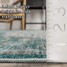 Alfombras de área de 9x12 para sala de estar - Grandes alfombras bohemias resistentes a las manchas con respaldo antideslizante, diseño vintage para dormitorio, beige/marrón, decoración del hogar - Verde azulado - Ver 2