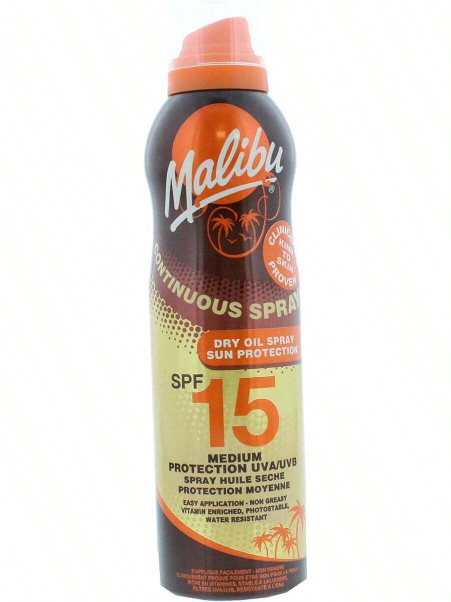 Malibu Sun SPF 15 Continuous Dry Oil Spray For Tanning With Shea Butter Extract, Medium Protection, Water Resistant, 175ml - SPF 6 - View 1